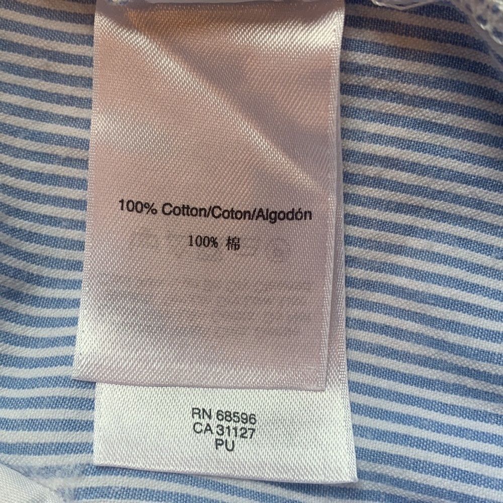 DKNY Blue White Stripe Cuffed Shorts 100% Cotton Size 12 - Picture 6 of 7